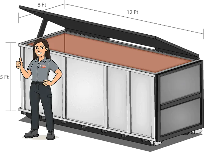 16 Cubic Yard Bin (Lid) dimensions